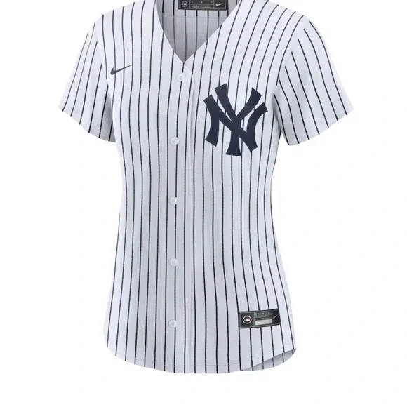 Nike Women’s New York Yankees ⚾️ Aaron Judge 99 White&Navy striped Jersey M/L 💙 - Picture 2 of 3